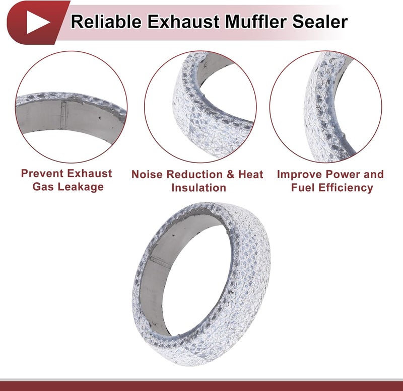 REPAIROCK ID 52mm Exhaust Manifold Gasket Prevent Leak Noise Exhaust Donut Gasket Muffler Ring Exhaust Flange Gasket for Car SUV Truck RV Graphite - Image 5